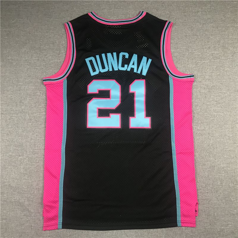 Men San Antonio Spurs 21 Duncan Black pink Best mesh 2021 NBA Jersey